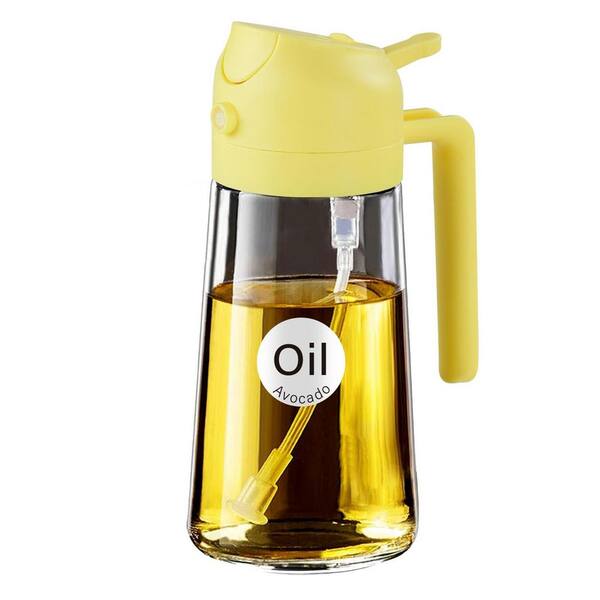 16 oz. Pomelo Glass 2 in 1 Oil Dispenser, Food Grade Premium Spray Bottle with Portion Control for Salad, Frying, BBQ