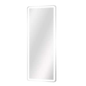 White 21 in. W x 63 in. H Arched Aluminum Framed Led Light Full Length Floor Mirror