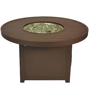42 Inch Outdoor Round Aluminum 50,000 BTU Propane Fire Pit Table with Crystal Glass Beads