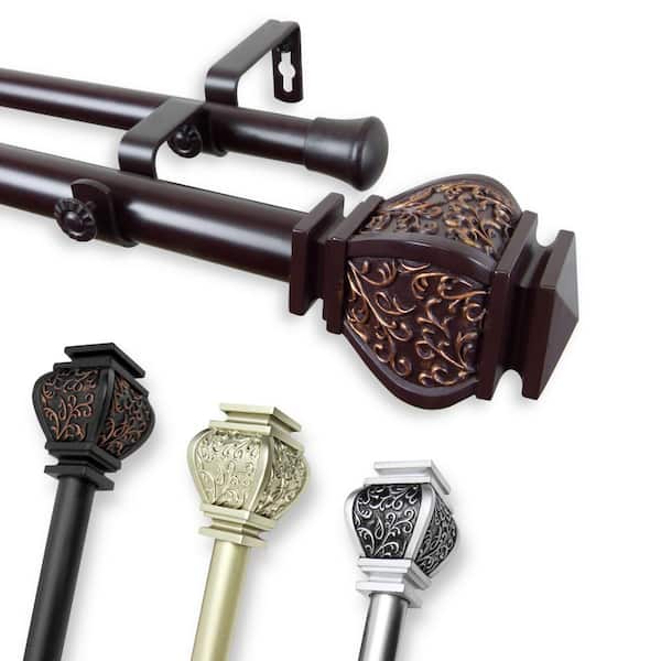 Rod Desyne Margot 160 in. - 240 in. 1 in. Double Curtain Rod in Mahogany
