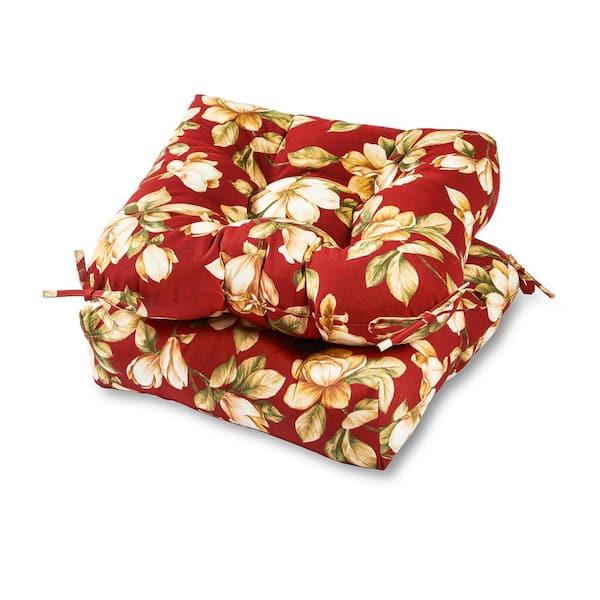 Greendale Home Fashions Roma Floral Square Tufted Outdoor Seat Cushion (2-Pack)