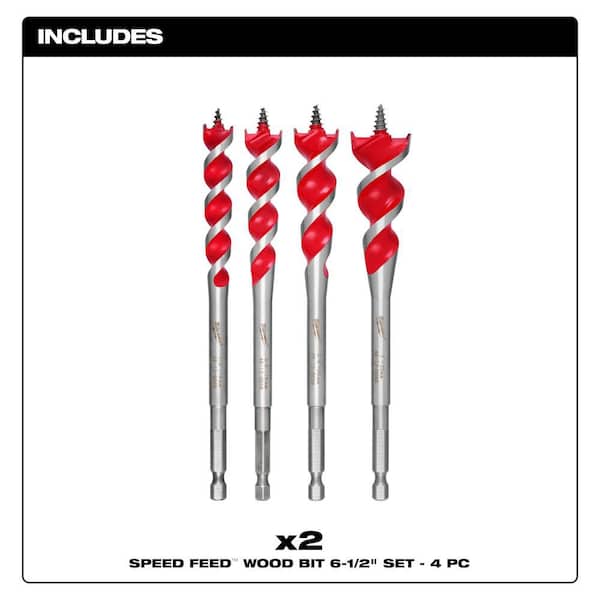 SPEED FEED Auger Wood Drilling Bit Set (8-Piece)