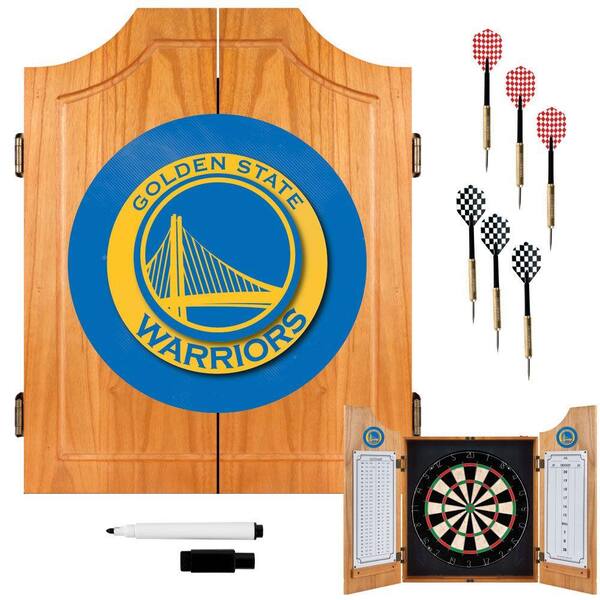 Trademark NBA Golden State Warriors Wood Finish Dart Cabinet Set