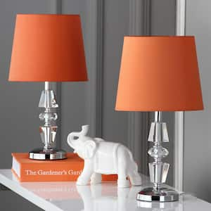 Crescendo 15 in. Clear Tiered Crystal Table Lamp with Orange Shade (Set of 2)