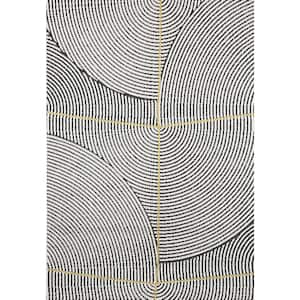 Robin Ivory/Dark Grey/Gold 5 ft. 3 in. x 7 ft. 2 in. Geometric Area Rug