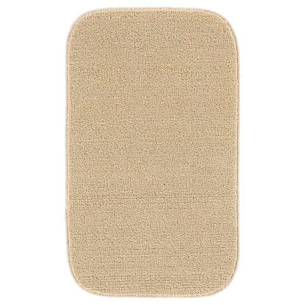 Garland Rug Gramercy 20 in. x 34 in. Champagne Beige Solid Color Plush Polypropylene Rectangle Bath Rug