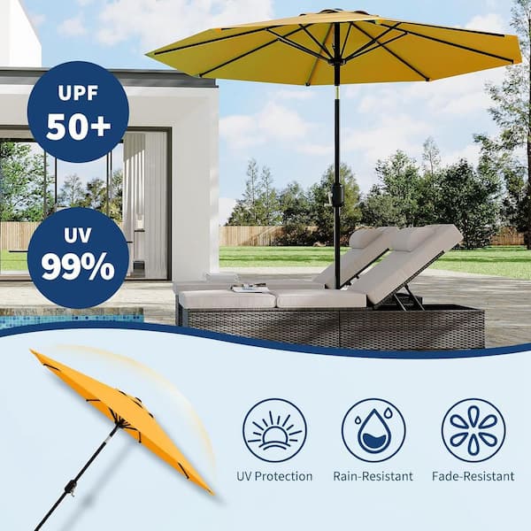 fade resistant patio umbrella canada ABCCANOPY 9FT Outdoor Table Umbrella 8 Ribs OLEFIN 5-Year No Fading Burgundy Stripe this oversized cantilever umbrella improves air circulation while reducing movement for greater stability Patio Umbrellas & Cantilever Shades
