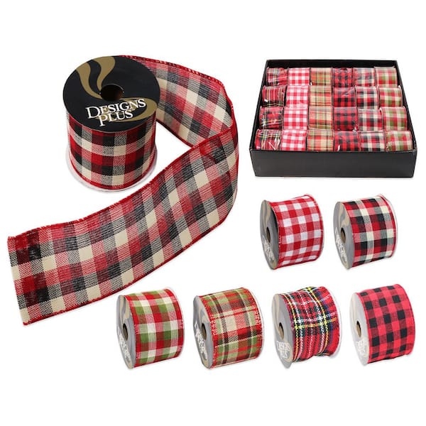 Unbranded 2.5 in. x 9 ft. 6 Assorted Wire Edge Xmas Ribbon (24-Pack)