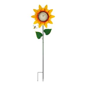 48 in. H Metal Sunflower Thermometer Garden Stake (KD)
