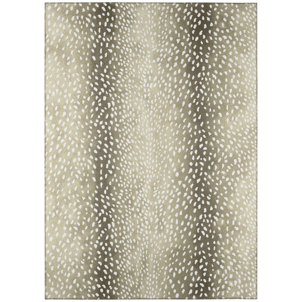 Safari Beige 5 ft. x 7 ft. 6 in. Indoor/Outdoor Washable Indoor/Outdoor Was