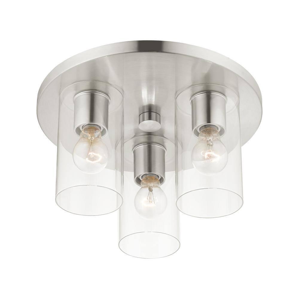 Zurich 14" Brushed Nickel Clear Glass Flush Mount Light