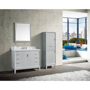 Emma 43 in. W x 22 in. D x 35 in. H Bath Vanity in Dove Gray with Marble Vanity Top in Carrara White with Basin