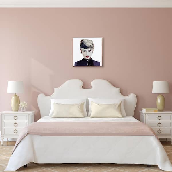 Empire Art Direct "Beautiful Audrey" on Reverse Printed Art Glass and Anodized Aluminum Rose Gold Frame Wall Art
