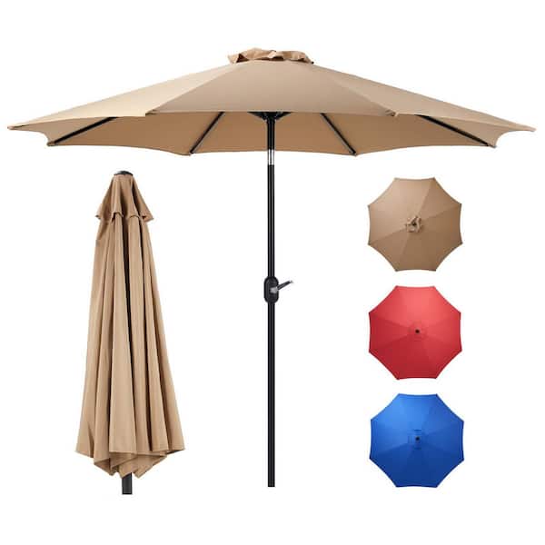 Dovelina 9 ft. Aluminum Outdoor Garden Patio Umbrella Market Umbrella with Push Button Tilt in Khaki