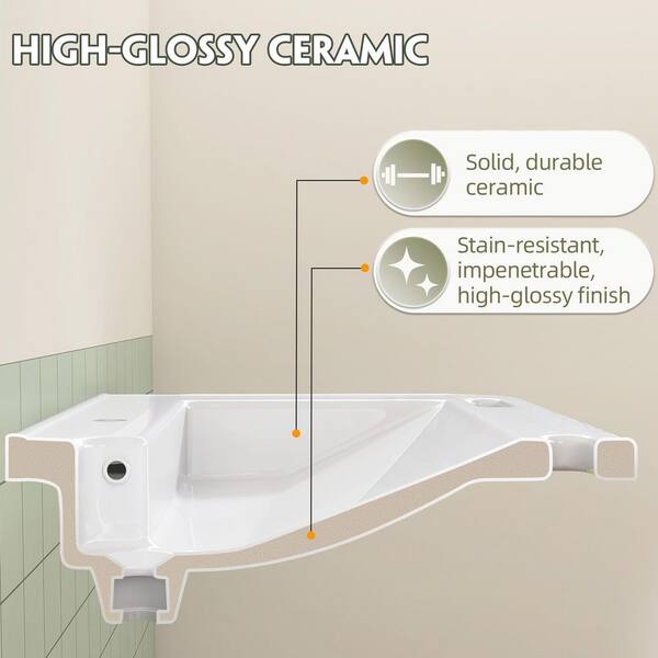 Zeafive 31.5 in. ADA Compliant Ceramic Sink Wall-Hung Accessible