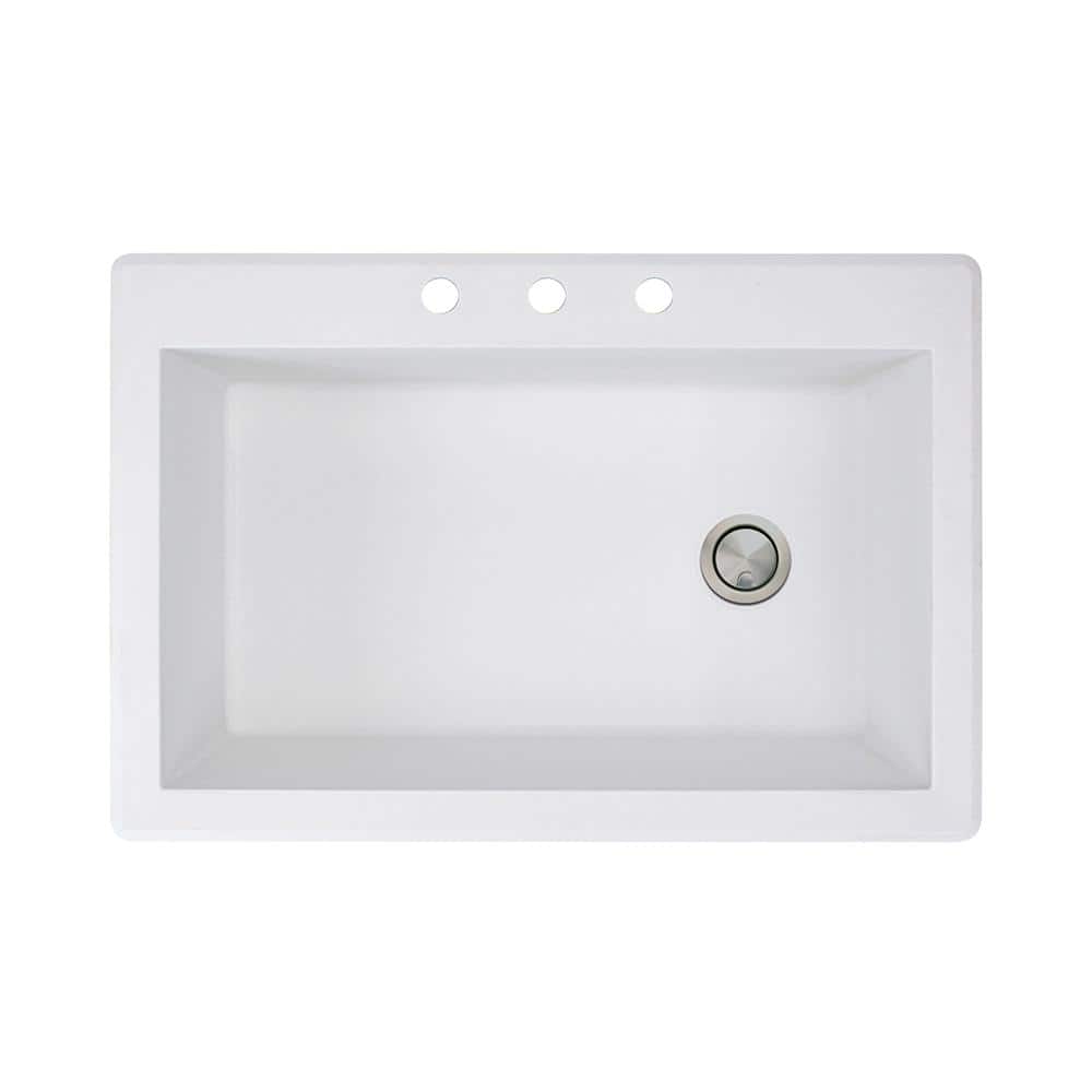 White Matte Granite Composite Single Bowl Kitchen Sink
