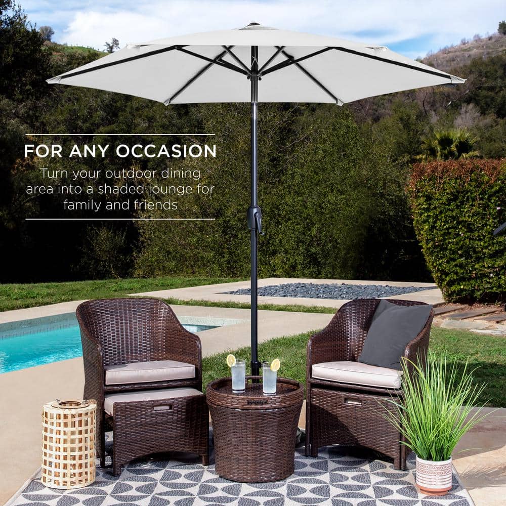 Fog Gray 7.5ft Heavy-Duty Outdoor Market Patio Umbrella with Steel Pole