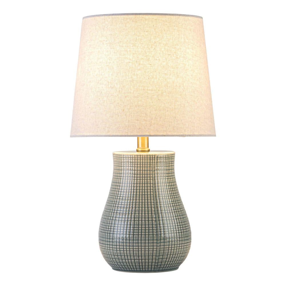 19.25 in. Green Crackle Glaze Ceramic Table Lamp with Linen Shade, Modern Table Lamp for Living Room Bedroom Foyer price history on PriceWatchPro