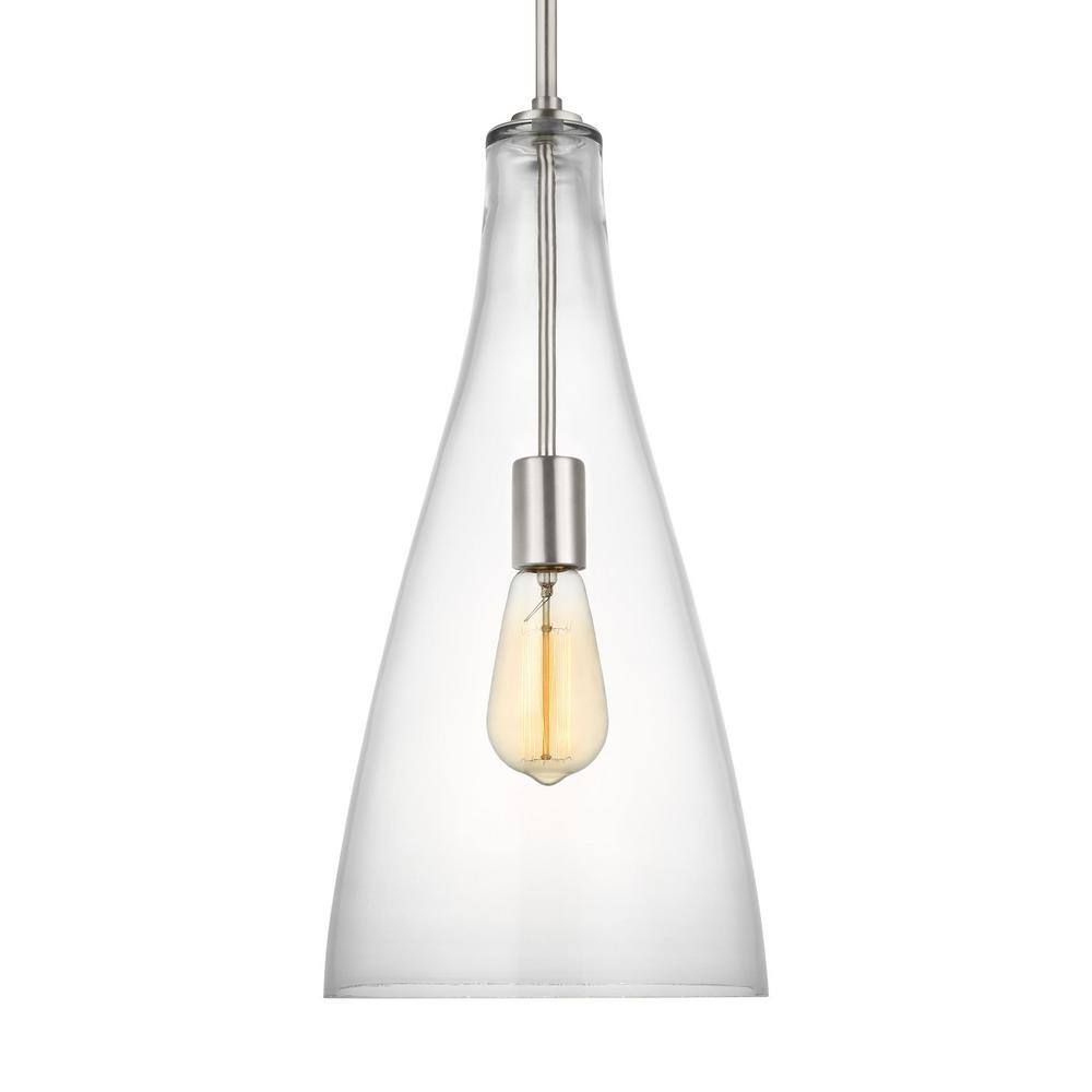 Arilda Brushed Nickel 18.75" Hand-Blown Glass LED Pendant Light