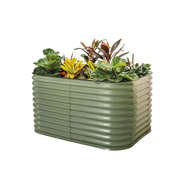 vego garden 32 in. Extra-Tall 6-In-1 Modular Olive Green Metal Raised Garden Bed Kit