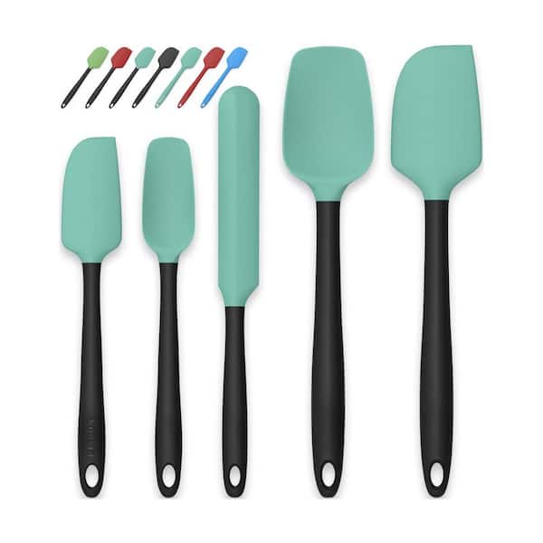 5-Piece Silicone Spatula Set, High Temp Resistant, Food Grade, Dishwasher Safe, for Baking & Cooking (Aqua Green Black)