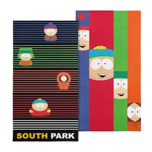 South Park Class Pic South P Stripe 2PK Cotton/Polyester Blend Graphic Beach Towel Set