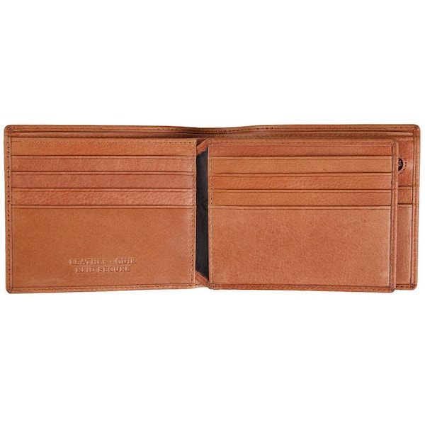 Leather RFID Bi-Fold Centre Wing with coin Pocket Wallet - Black