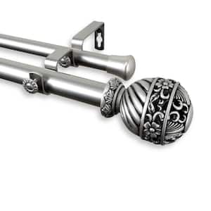 Lanette 160 in. - 240 in. Adjustable 1 in. Dia Double Curtain Rod in Satin Nickel