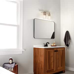 Brinley 15.75 in. 2-Light Brushed Nickel Vintage Bathroom Vanity Light with Clear Glass