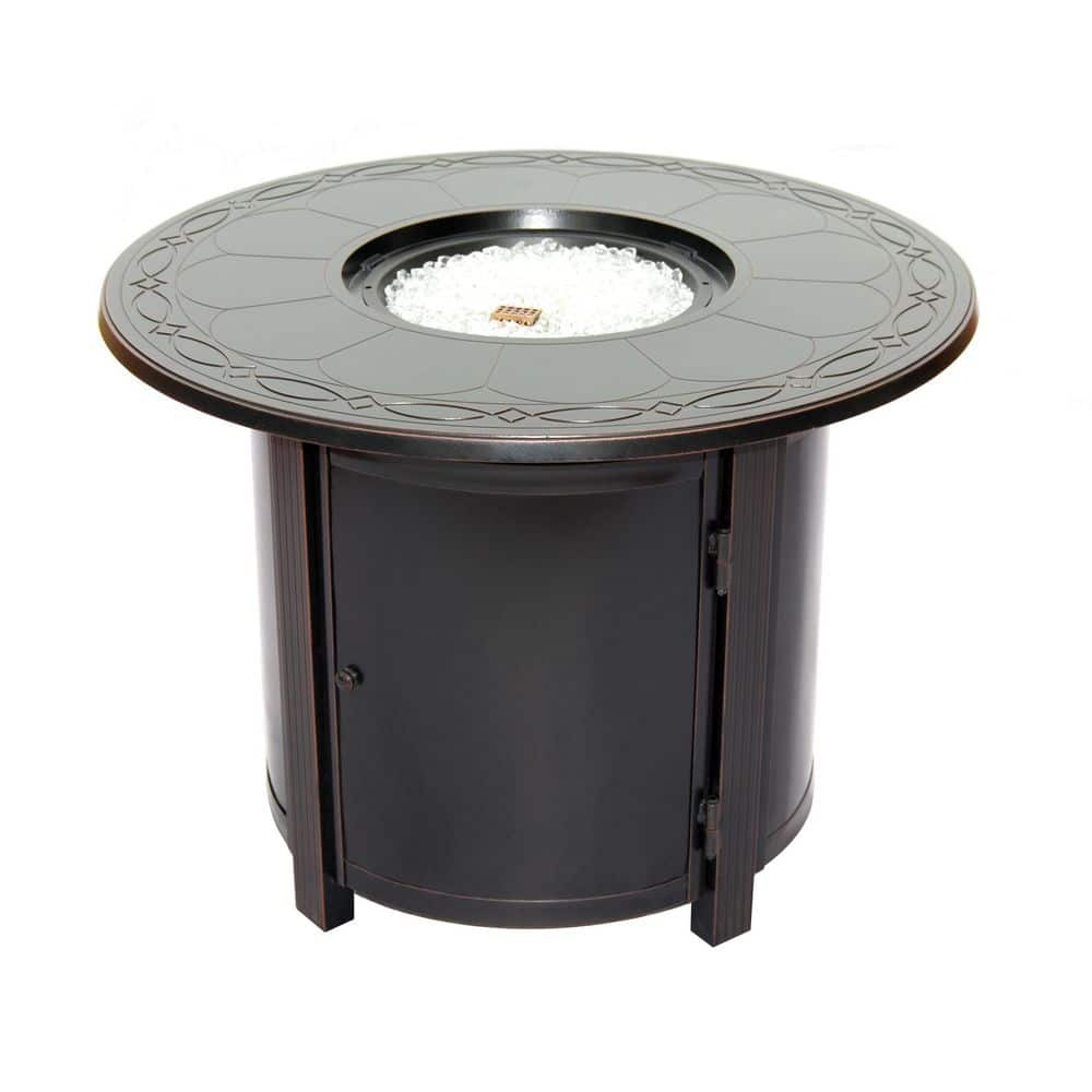 Hartwick 34" Round Black Aluminum Gas Fire Pit Table