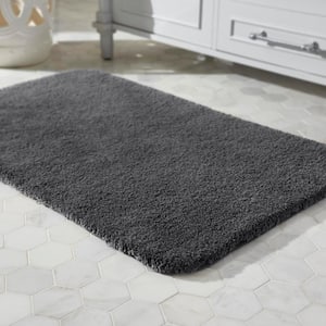 Eloquence Charcoal 24 in. x 40 in. Nylon Machine Washable Bath Mat