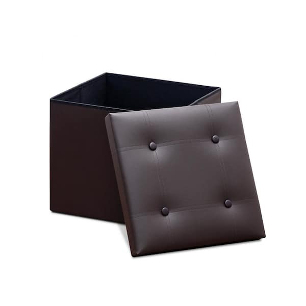 Furinno Modern Espresso Foldable Storage Square Bench