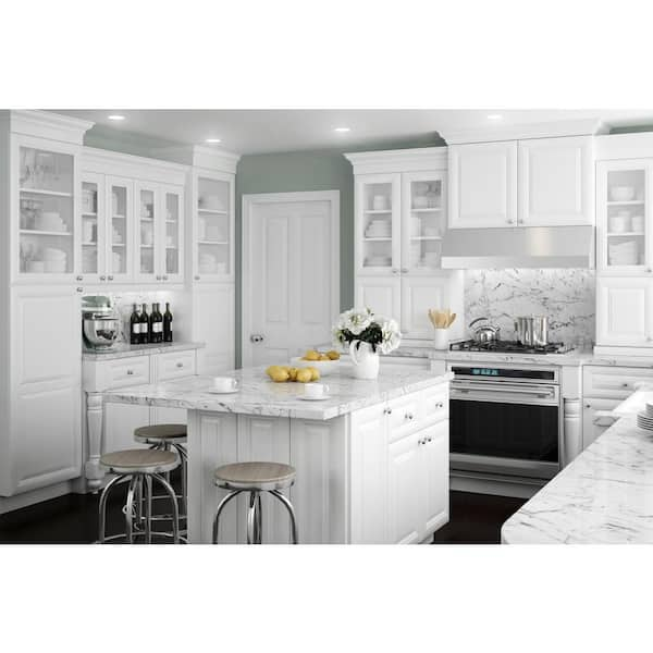 Home Decorators Collection Brookfield Assembled 30 X 15 X 24 In Plywood Mitered Deep Wall Kitchen Cabinet Soft Close In Painted Pacific White W332415 Bpw The Home Depot