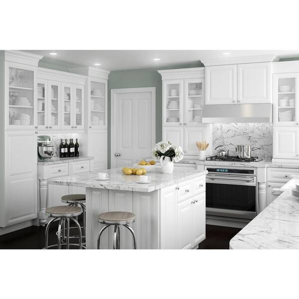 Home Decorators Collection Brookfield Assembled 12x36x 75 In Mitered Decorative End Panel For Wall Kitchen Cabinet In Painted Pacific White Mwep36 Bpw The Home Depot