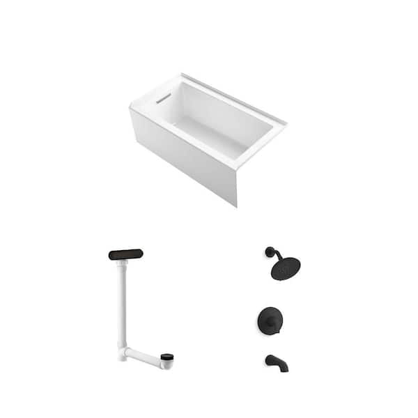 Underscore 60 in. x 32 in. Soaking Bathtub, ClearFlo Drain, and Cursiva Tub/Shower Faucet Combo