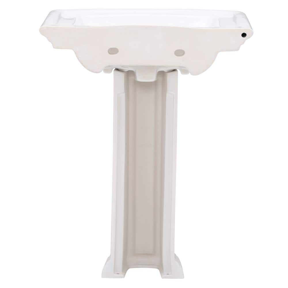 Washington White Ceramic Rectangular Pedestal Sink
