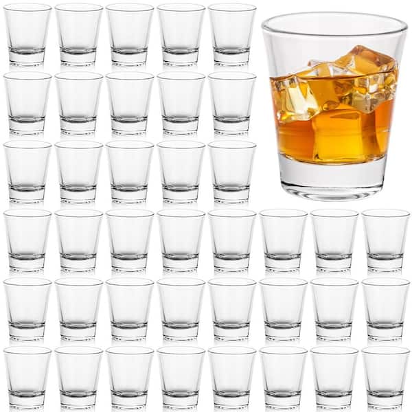 48-Pack 2 oz Clear Heavy-Base Round Shot Glasses Bulk Set for Spirits Tequila Whiskey Espresso 60ml Sets