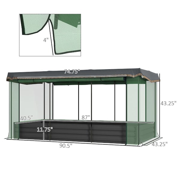 Outsunny Dark Gray Galvanized Steel Raised Garden Bed