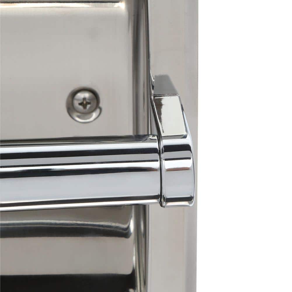 Chrome Commercial Recessed Toilet Paper Holder with Mounting Hardware
