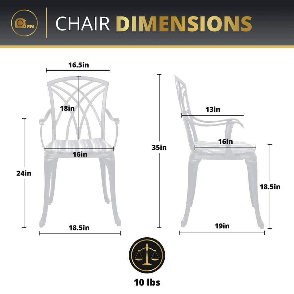 Ekta Black Cast Aluminum 3-Piece Patio Bistro Set with Cushions