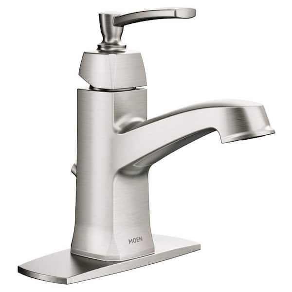 MOEN Conway Single Handle Single Hole Bathroom Faucet in Spot Resist Brushed Nickel