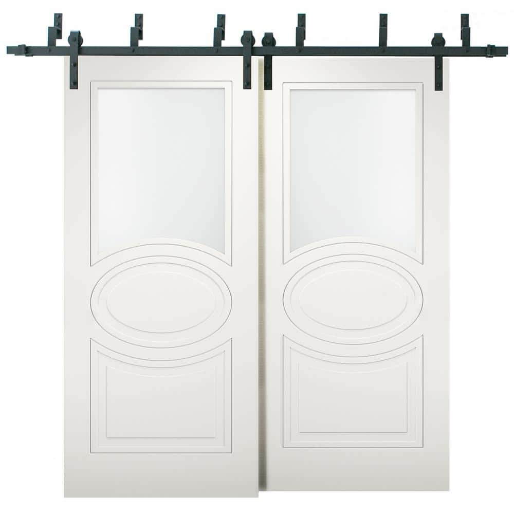 84 in. x 96 in. White Finished MDF Sliding Door with Bypass Barn Hardware price history on PriceWatchPro