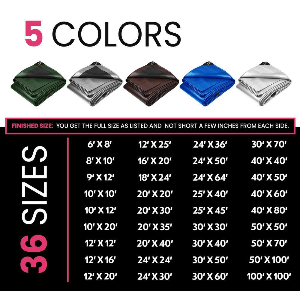 24' x 50' Green/Black Heavy Duty Polyethylene Tarp