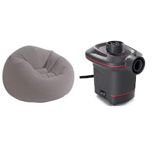 120-Volt AC Electric Air Pump and 27 in. Thick Inflatable Corduroy Beanless Bag Lounge Chair