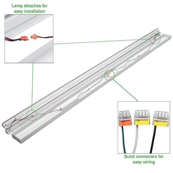 8 ft. 9000LM 90W 2-Light LED White Strip Light Fixture 120V Bright White 4000K Garage Lighting Non-Dimmable (4-Pack)
