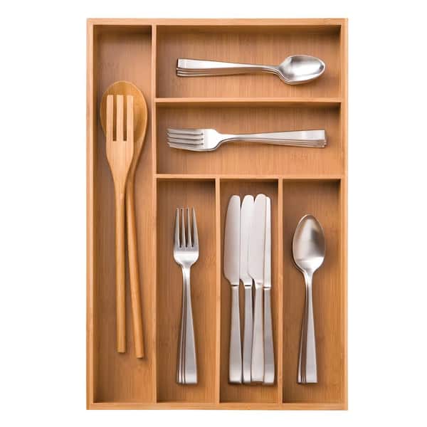 Seville Classics - 11.75 in. x 18 in. x 2 in. Bamboo Utensil Drawer Organizer Tray