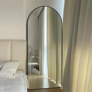 24 in. W x 71.2 in. H Modern Arched Aluminum Frame Black Standing/Floor Standing Full-length Mirror