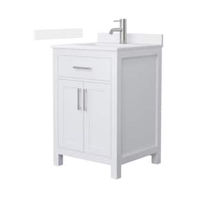 Beckett 24 in. Single Freestanding White Bath Vanity with White Quartz Top Unassembled