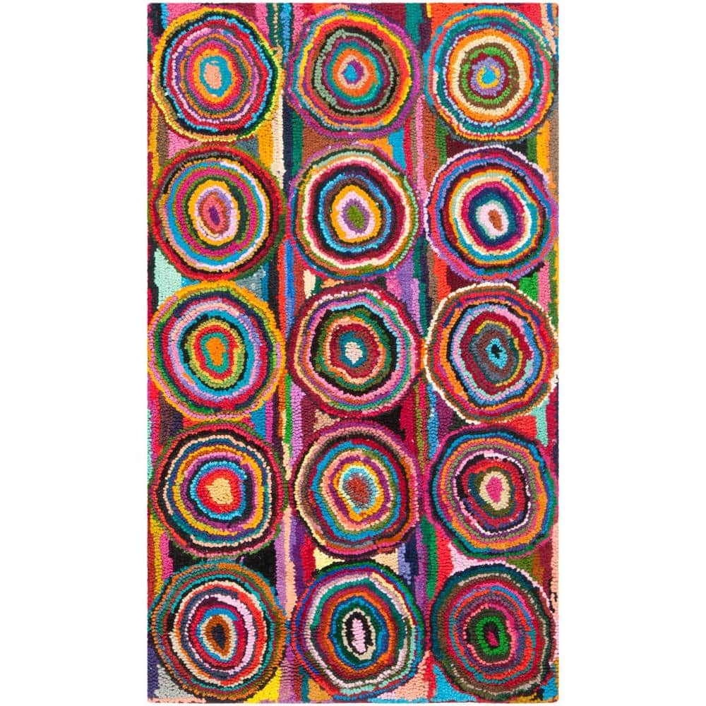 Handmade Multicolor Cotton Tufted Abstract Rectangular Rug 4' x 6'