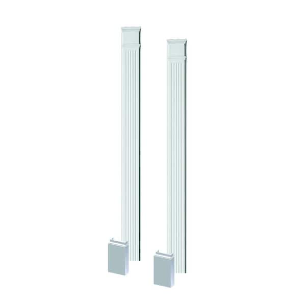 2-1/2 in. x 8 in. x 90 in. Polyurethane Fluted Pilasters with Adjustable Plinth Block - Pair
